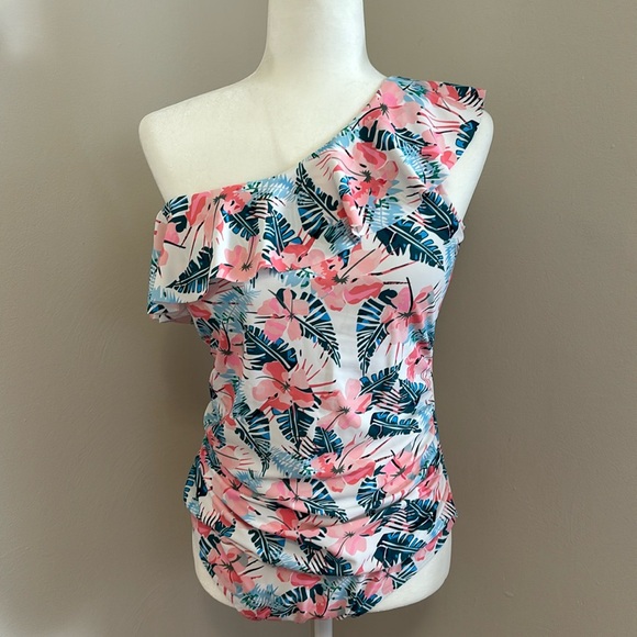 One Shoulder Ruffle Swimsuit - Picture 1 of 7